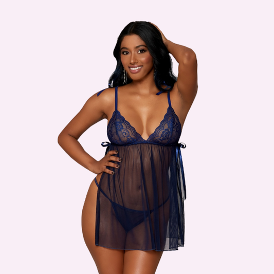 Bow-tied Babydoll & Matching G-string
